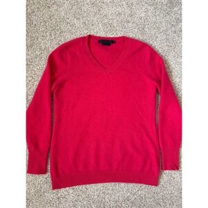 Enzo Mantovani Magenta 100% Cashmere Quiet Luxury V-Neck Sweater XL Fits Medium‎